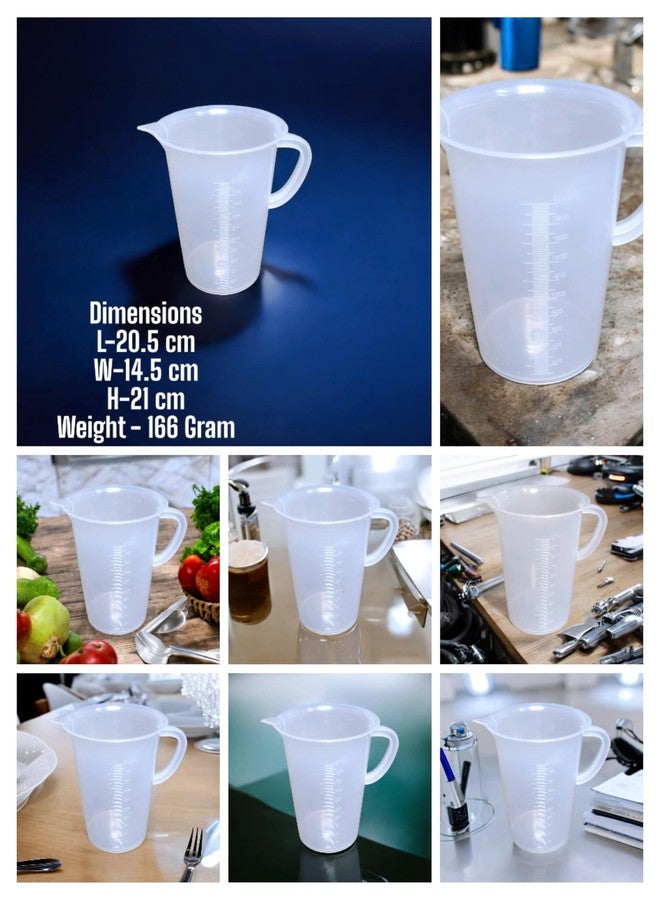 Fastro 2000 ML Transparent Plastic Measuring Jugs with Handles - Measuring Mugs Cups for Home, Kitchen,Office, School & Laboratory Use, Measuring Solid & Liquids Moulded in Polypropylene - Image 2
